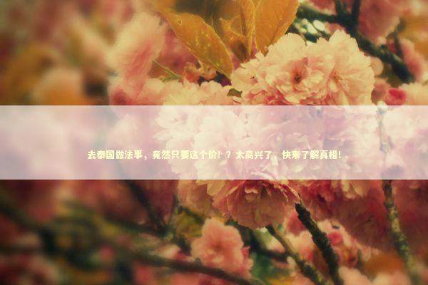 去泰国做法事，竟然只要这个价！？太高兴了，快来了解真相！